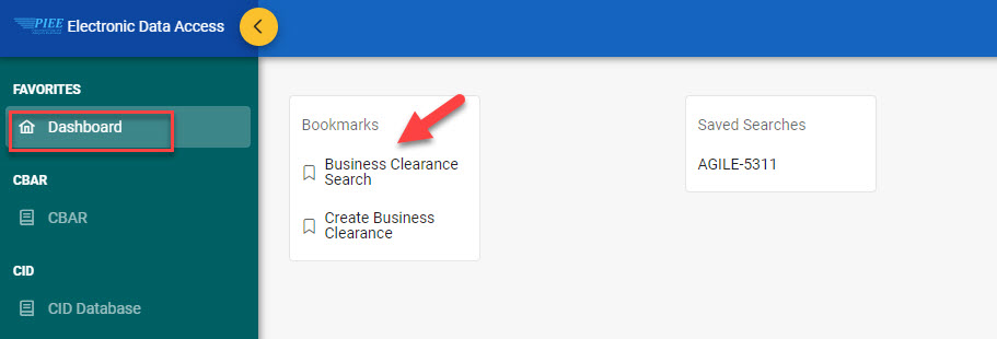 The image provides a preview of the Business Clearance Record Search Results Overview.